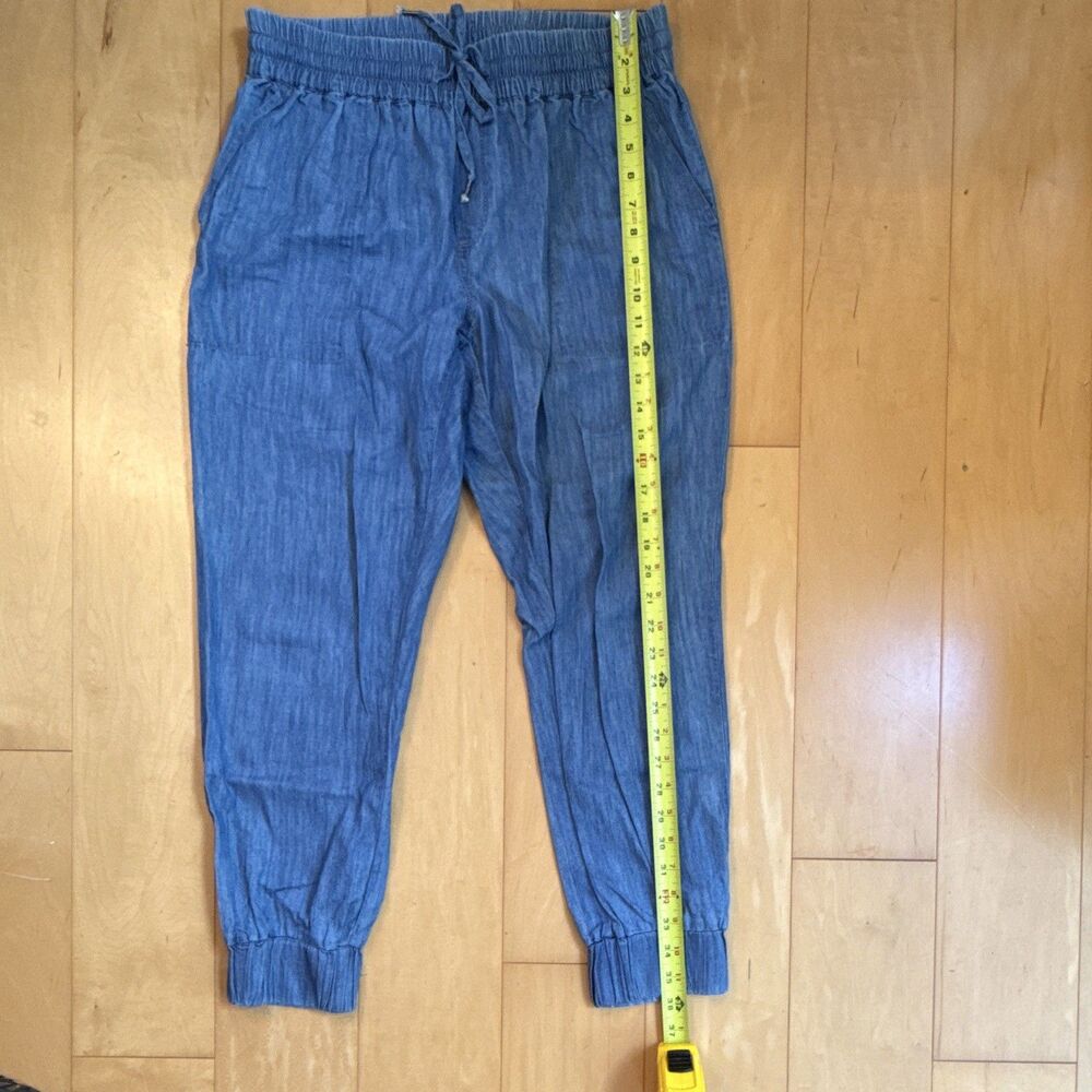 Blue lightweight Cotton Jogger Pants Drawstring Elastic Waist Pockets M - Picture 7 of 10